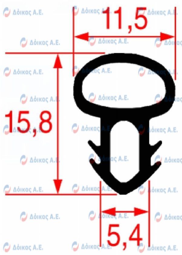 ΦΛΑΝΤΖΑ ΠΟΡΤΑΣ ΦΟΥΡΝΟΥ 15,8x11,5mm ΑΝΑ ΜΕΤΡΟ