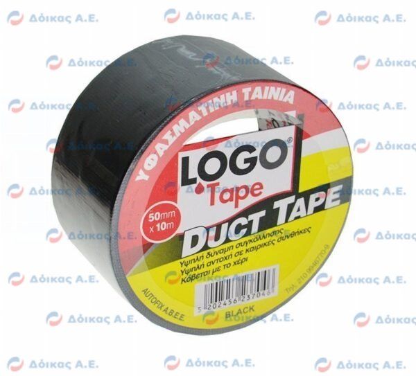 ΤΑΙΝΙΑ ΥΦΑΣΜΑΤΙΝΗ LOGO 50mm x 10m ΜΑΥΡΗ