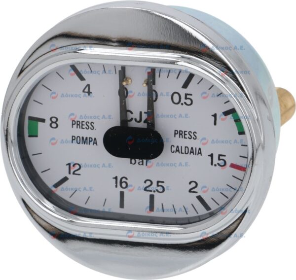 ΜΑΝΟΜΕΤΡΟ Φ63mm ΔΙΠΛΗ ΣΚΑΛΑ 0-16bar / 0-2.5bar